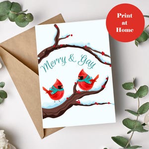 Cartão de Natal do Cardeal Gay, Cartão de Natal Gay PDF, Download Digital, Casal do Mesmo Sexo, Primeiro Natal de Casado, Namorado Gay, Dois Maridos