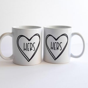 Hers Mug, Hers & Hers Mug Set, Lesbian Couple Mugs, Lesbian Valentines Gift, LGBTQ Couple Gift, Sapphic Mugs, Queer Valentine Mug