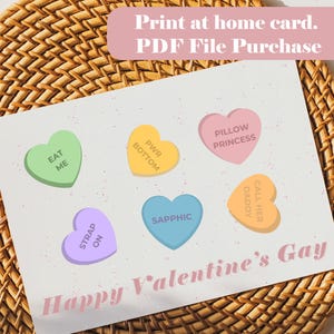 Carte coeurs bonbon saphique, Saint-Valentin lesbienne, couple LGBTQ couple de même sexe, Saint-Valentin queer, petite amie lesbienne, cadeau saphique, WLW