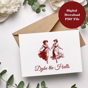 Dyke the Halls, Cartão de Natal Lésbico, Cartão de Natal Lésbico, Presente para Ela, Casal do Mesmo Sexo, Natal Bissexual, Cartão de Namorada Lésbica