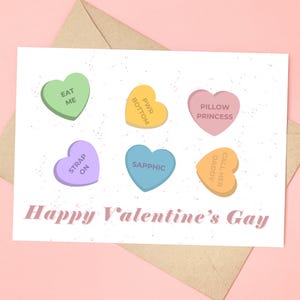 Sapphic Candy Hearts Card, Lesbian Valentine, LGBTQ Couple Same Sex Couple, Queer Valentine, Lesbian Girlfriend, Sapphic Gift, WLW