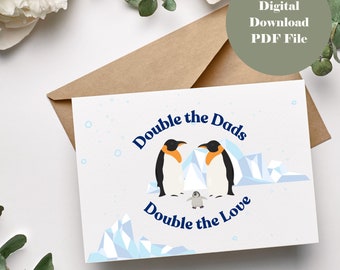 Carte de fête des pères gay. Carte pour deux papas en téléchargement numérique, baby shower de parents gays, carte d'adoption pour deux papas, carte pour lui, carte pour papa gay
