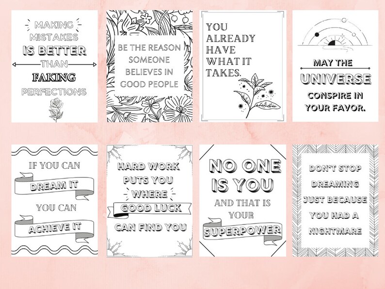 20 Printable Motivational Coloring Pages. - Etsy España
