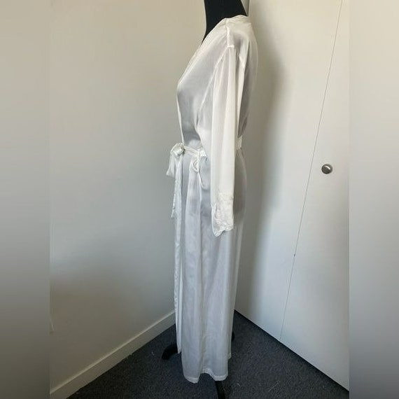 Vintage Natori White Satin Lace Trim Maxi Robe Si… - image 8