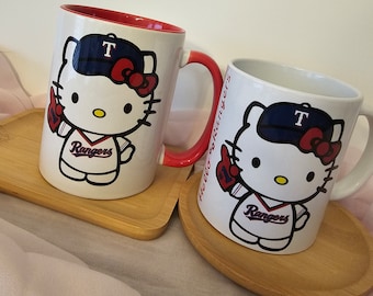 Tasse Hello Kitty Texas-Rangers 15 oz et 12 oz et Dodgers Major League Baseball.