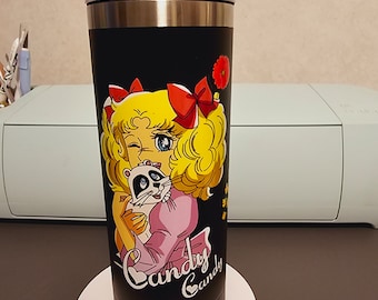 Candy-Candy in a stainless steel mug