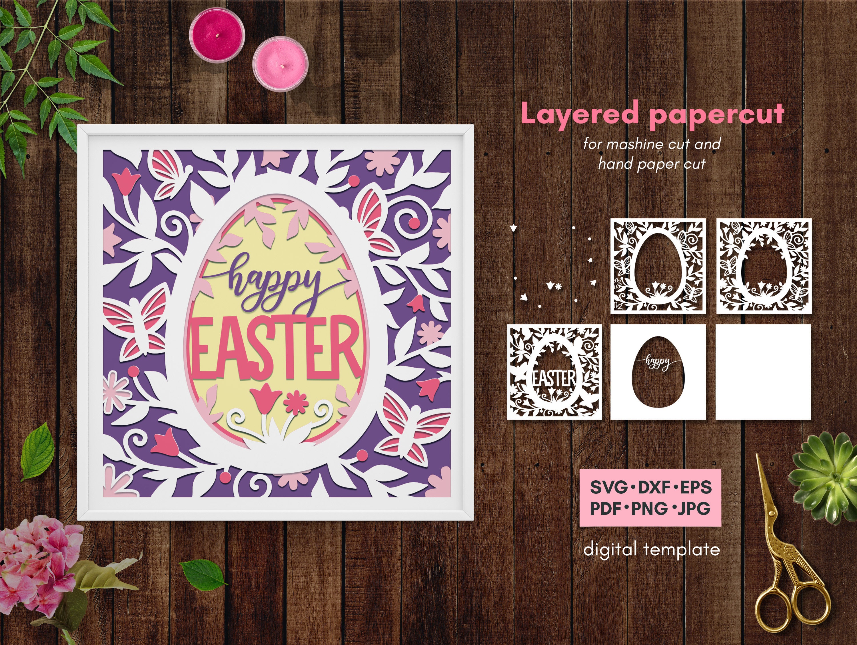 Shadow Box Svg, 3D Egg Svg, Easter Box Svg, Bunny Nox Svg, 3d Layered ...