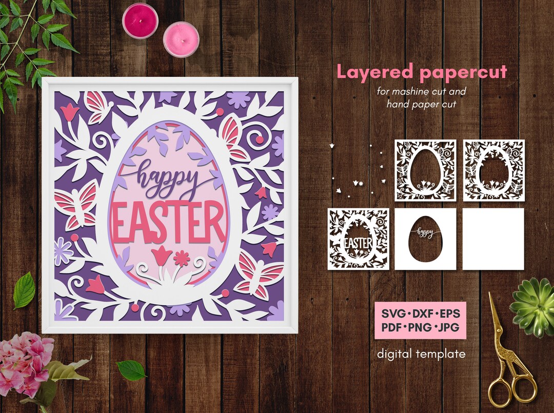 Shadow Box Svg, 3D Egg Svg, Easter Box Svg, 3d Layered Papercut ...