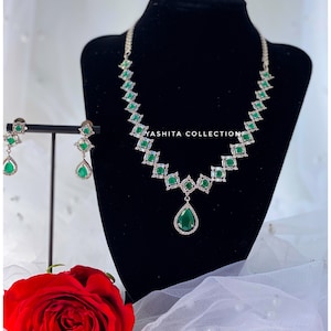 American Diamond Necklace set/Indian jewellery set /High Quality Stone set