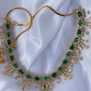 Emerald Necklace Set/ CZ Necklace set
