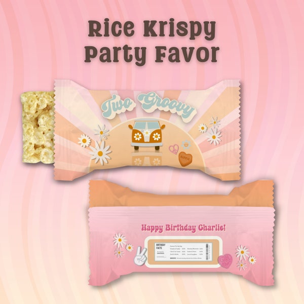 Retro Rice Krispy Party Favor - Groovy Rice Krispy Label ( Pre-Made or Any Wording )