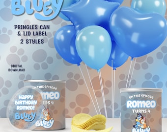 Favor de fiesta con etiqueta Bluey Pringles