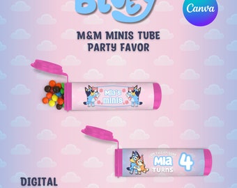 Emballage pour tubes Bluey M&M Minis, cadeau personnalisable Bluey