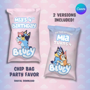 Bluey Editable Chip Bag Party Favor