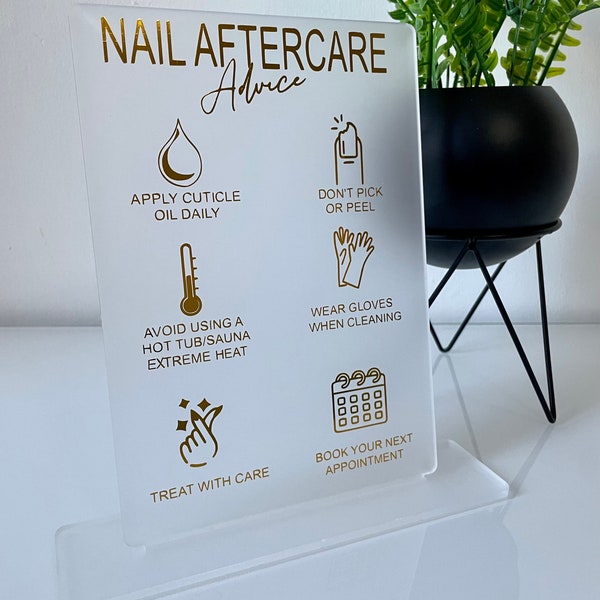 Nail aftercare sign, nail tech gift, acrylic nail after care sign