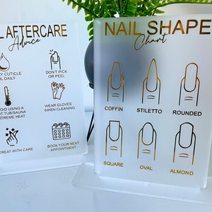 Nail tech bundle, nail tech gift, acrylic nail after care sign, nail shape guide, aftercare sign