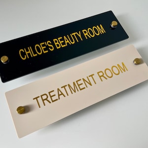 Acrylic salon door signs, beauty, treatment room, aesthetics, toilet sign, door plaque, staff only, eyelash extensions, makeup.