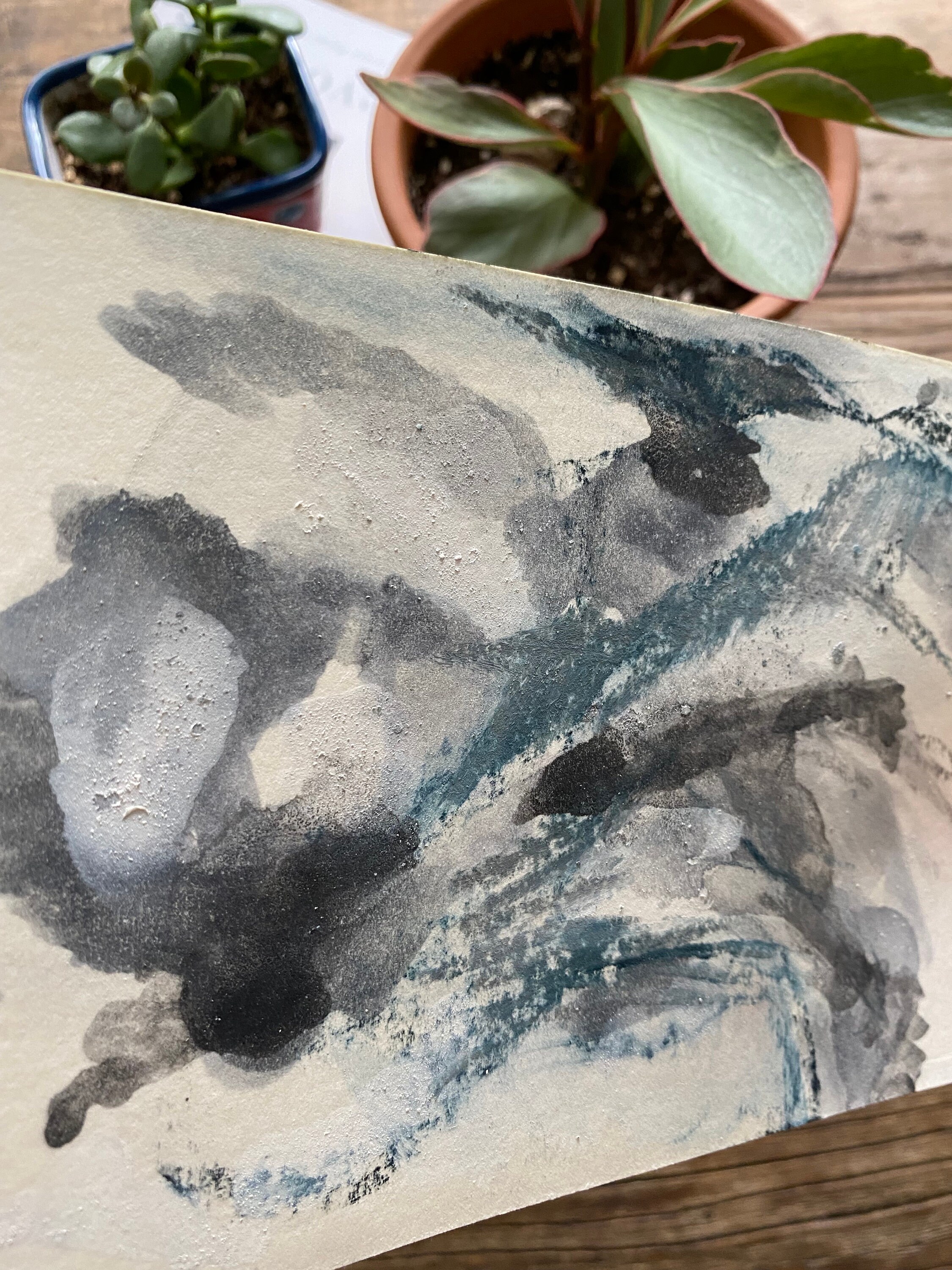 Abstract Oil Painting with Charcoal on Mixed Media paper Etsy