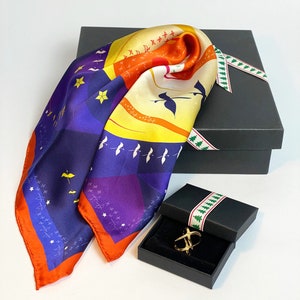 Handmade satin silk scarf, bandana scarves women hair neck head bag scarf, luxury pure silk square women accessory gift with gift box