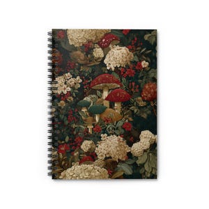 Whimsical Mushroom Notebook 6x8 Spiral Journal with Ruled Pages