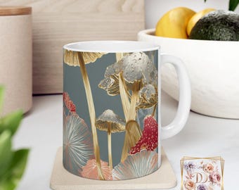 Mok voor liefhebbers van paddenstoelen - vintage geïnspireerde keramische drinkgerei