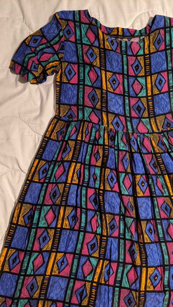 80's Handmade Dress - Geometric Bright