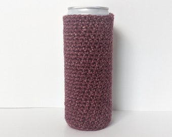 Crocheted Can Cozy for Slim Can/Bottle -- Scarlet Rose