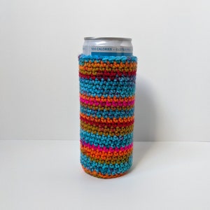 Crocheted Can Cozy for Slim Can/Bottle -- Kaleidoscope