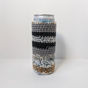 Crocheted Can Cozy for Slim Can/Bottle -- Eagle Gold