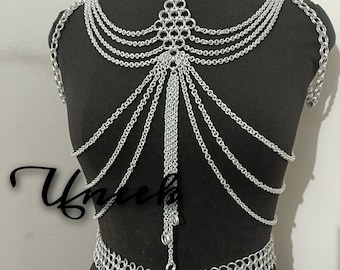 Anodized Aluminum Chainmaille Body Jewelry, Rave Festival Costume