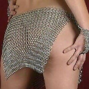 Chainmail Sexy Mini Skirt Butted Antique Silver Intimate SCA LARP Aluminum 16Gauge Jump Ring Gothic Hand Weave Short Skirt 10mm Jump Rings