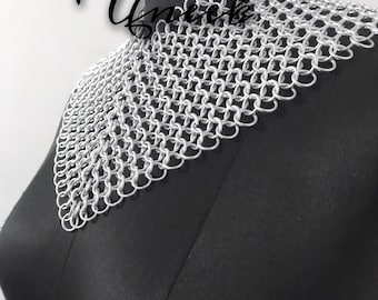 Chainmaille Collar Metal Aluminium Chainmail Jump Ring Chainmaille Neck Piece Cosplay Costume Chainmail Festival Renaissance Faire Uneek
