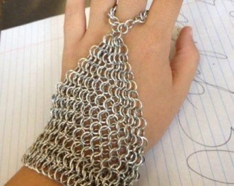 Handmade Aluminum Chainmail Hand Flower: Medieval Gothic Cuff, Pair ...
