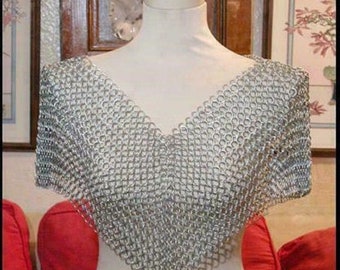 Aluminum Chainmail Collar, Handmade Renaissance Costume Shawl