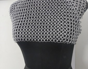 Chainmaille Turtleneck Crop Top/Bra Metal Aluminium Chainmail Jump Ring Design Cosplay Costume Chainmail Festival Renaissance Faire Uneek