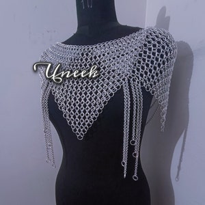 Chainmail Capelet, Bridal Topper Shrug, Shoulder Jewelry, Chainmaille Poncho Shawl, Wedding Halloween Costume, Christmas Gift Cowl Jewelry