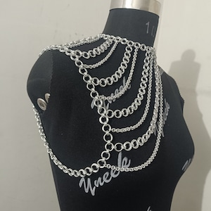 Chainmaille Unisex One Side Shoulder Jewelry, Silver Harness, Shoulder Pauldrons, Festival  Ren faire Outfit, Chainmail Shoulder Armor Gift
