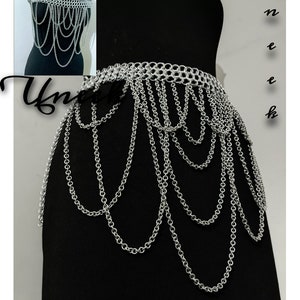 Chainmail Silver SET, Chain Top & Skirt, Ren Faire Costume, Rave outfit, festival jewelry, Christmas Party Dress, Cosplay Halter, Mini Skirt