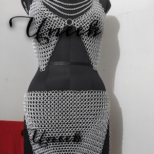 Chainmail skirt and top with layers chainmaille viking cosplay costume medieval saca larp reenactment dress renfaire aluminum clothing uneek