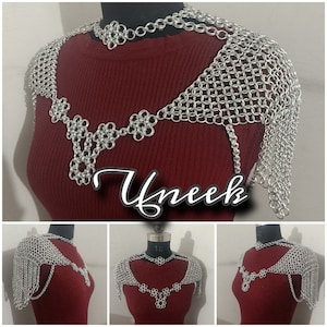 Joyas para el cuello de malla, collar nupcial de plata, anillos de salto de aluminio, joyería corporal, festival de disfraces de cosplay renacentista