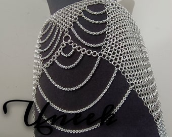 Chainmail Skirt Belt, Aluminum Japanese Weave, Belly Dance Costume