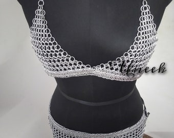 Aluminum Chainmail Top and Skirt Set, Viking Costume, Renaissance Faire
