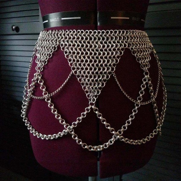 Chainmail Swim Skirt Chainmaille Ornamental Belt Chainmail Belly Dance Belt Aluminium Gypsy Medieval Cosplay SCA LARP Chainmail Mini Skirt