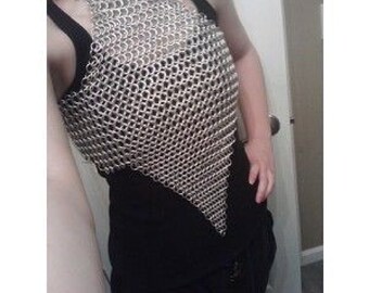 Helloween Hand Woven Chainmail Collared Crop Top For Reenact Fair Costume Fantasy Gothic Aluminum Role Play Chainmail Light Weigh Halter Bra