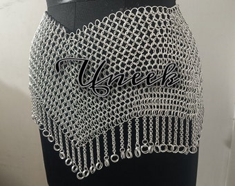 Handmade Anodized Aluminum Chainmail Skirt, Belly Dance Rave Outfit
