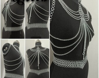 Chainmaille Körperschmuck, Schulter Kette, Rave Outfit Schmücken Kleine Ketten, Festival Cosplay Kostüm Renaissance, Mittelalter Faire, Ren Faire