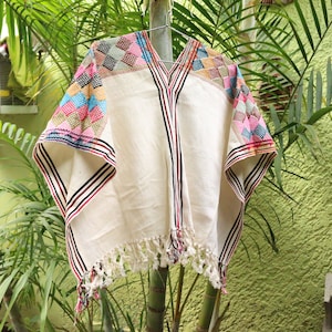 snuggle Poncho de Chiapas: capa mexicana chiapaneca de Zinacantán Chiapas, tejido a mano en telar de cintura