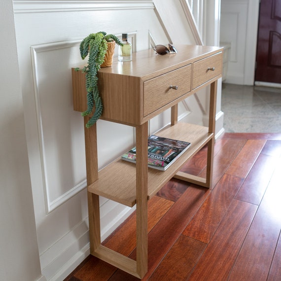 Console Table With Drawers And Shelf Narrow Console Table With Drawers And Shelf, Narrow Console Table White Oak