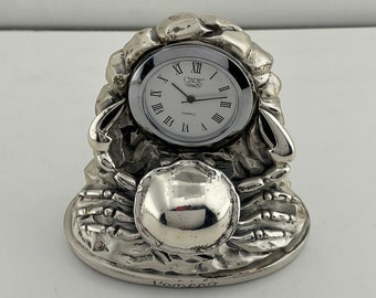 Silver Plated Clock, Cancer Silver Table Clock, Cancro ,
