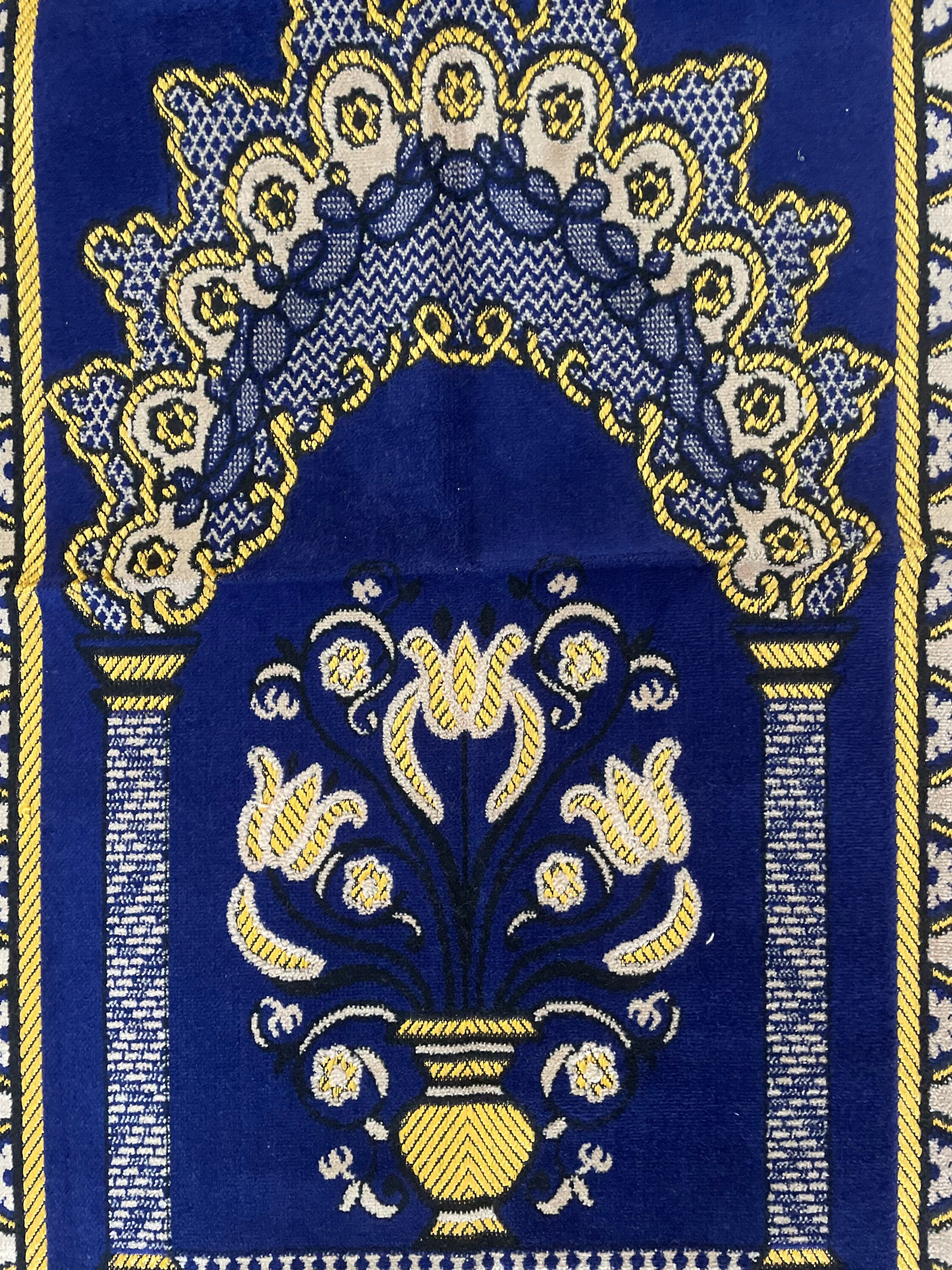 Prayer Blue Velvet Rug Rugturkish Prayer Rug Religion Gift Ethnic